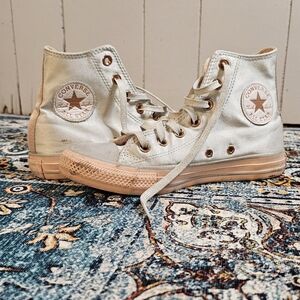 Converse High Top Chucks Silver Pink, Size 7